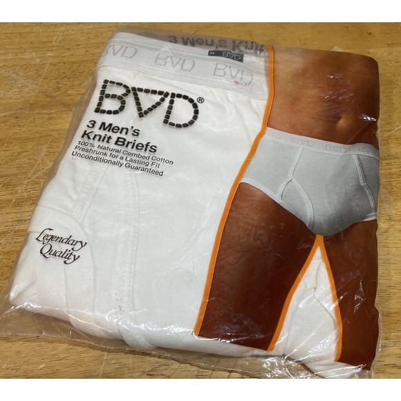 Vintage 1982 BVD Mens Briefs Underwear Cotton Sz 34 New Sealed Package USA
